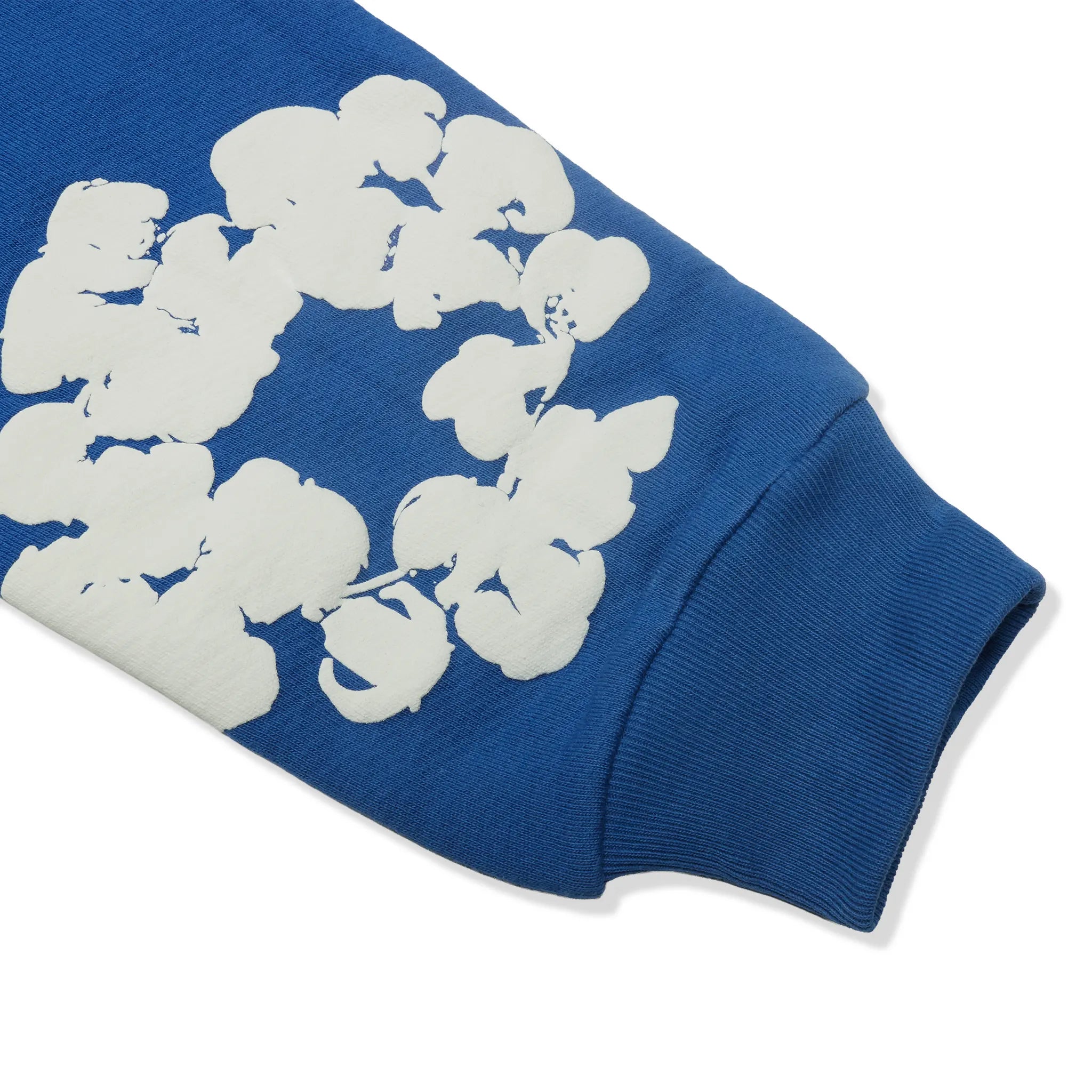 Sleeve View of Denim Tears The Cotton Wreath Zip-Up Blue Hoodie SS25TZH11412039-BLUE